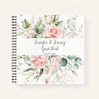 Roses Gold Blätter Eukalyptus Gästebuch Notizblock