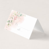 Roses Gold Blätter Grüne Hochzeitsszene Platzkarte (Vorderseite)