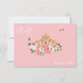Roses Gold Gemstone Tiara Quinceanera RSVP Karte (Rückseite)