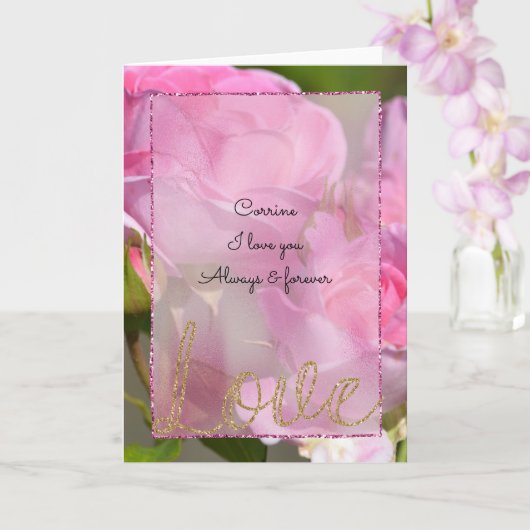 Roses Gold Glitzer Liebe Karte (Orchidee)