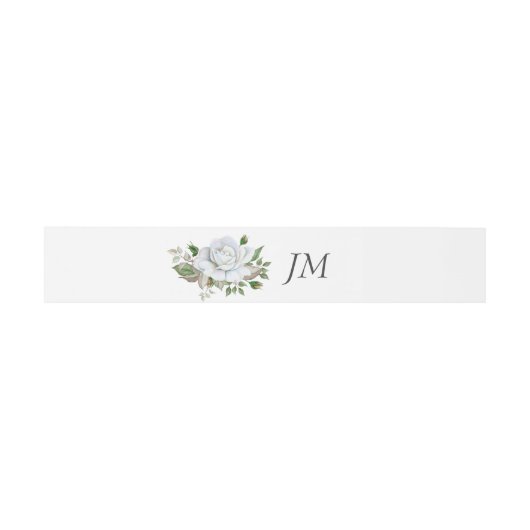 Roses Greenerage Foliage Monogram Wedding Einladungsbanderole (Flach)