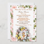 Roses Grüne Ostereier Nest Chick Floral Einladung (Vorderseite)