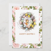 Roses Grüne Ostereier Nest Chick Floral Einladung (Rückseite)