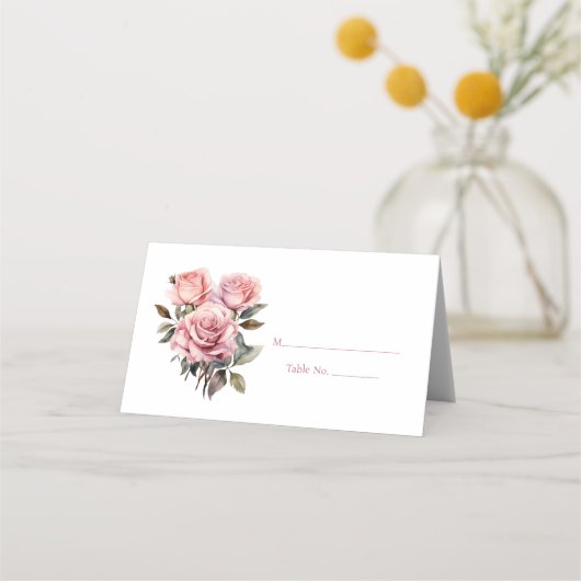 Roses Guest Tischnummer Platzkarte (Vorderseite)