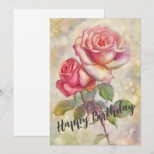 Roses Happy Birthday Feiertagskarte (Vorne/Hinten)
