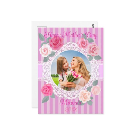 Roses Happy Mother Day Postkarte (Vorderseite/Rückseite Beispiel)