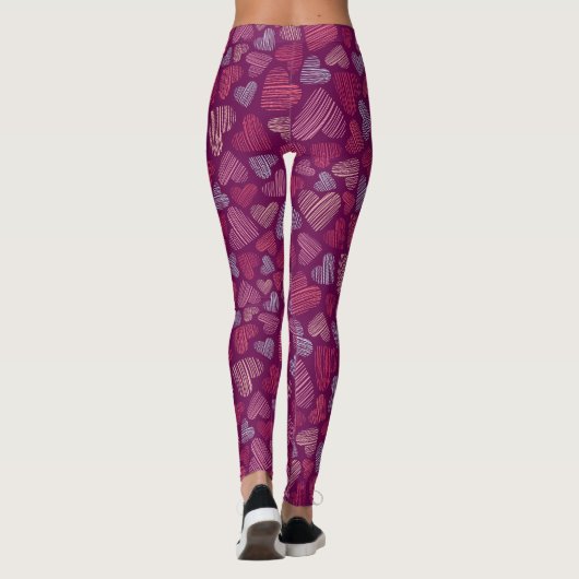 Roses, Hearts, and Hands Pattern Leggings (Rückseite)