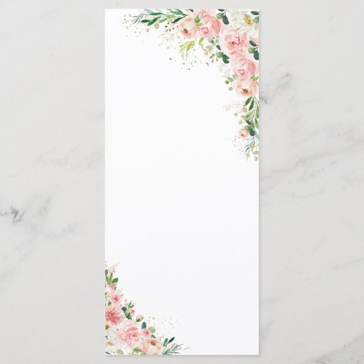 Roses-Hochzeitmenü in Rosa Blush Menükarte (Rückseite)