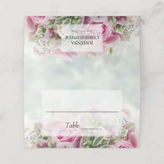Roses Hochzeitsfeiern Platzkarten (Außenseite Aufgefaltet)