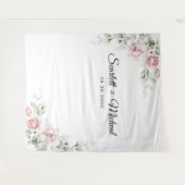 Roses Hochzeitszeremonie im Rosa Rosa Hintergrund Wandteppich (Vorderseite (Horizontal))