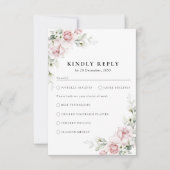 Roses Hochzeitszeremonie RSVP Card Rosa Blush (Vorderseite)