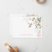 Roses Hummingbirds Grüne Mitteilungskarte (Vorderseite/Rückseite Beispiel)