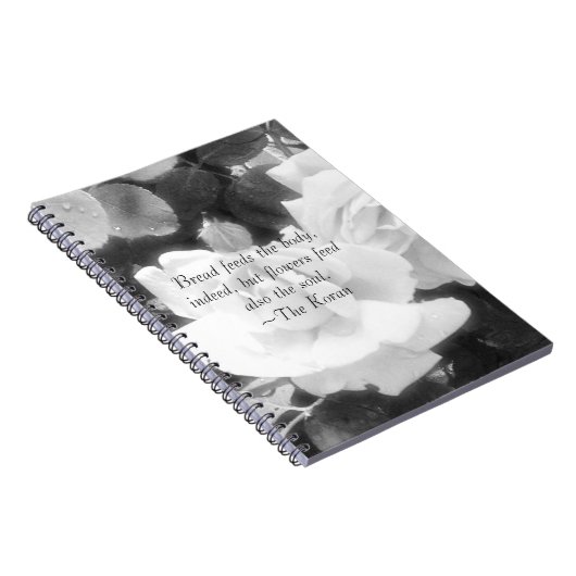 Roses in black and white-with Koran quote Notizblock (Rechte Seite)