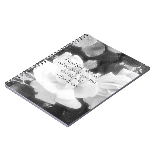 Roses in black and white-with Koran quote Notizblock (Linke Seite)