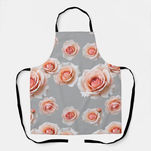 Roses In Shades Of Peach And Coral Scattered Schürze (Vorderseite)