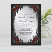  Roses Iron Gate Goth Add Four Images Silver Einladung (Stehend Vorderseite)
