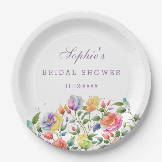 Roses Lilac Brautparty Pappteller (Vorderseite)