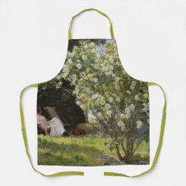 Roses. Marie Krøyer seated in the deckchair Schürze