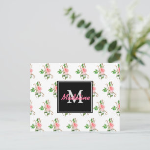 Roses Monogramm Postkarte