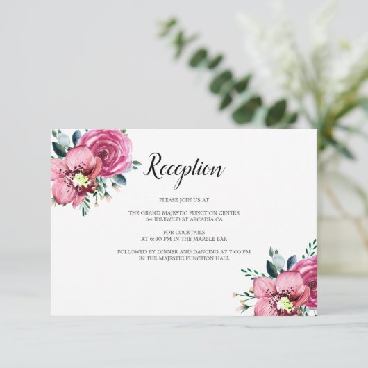 Roses Orchids Hochzeitsempfang Begleitkarte (Stehend Vorderseite)