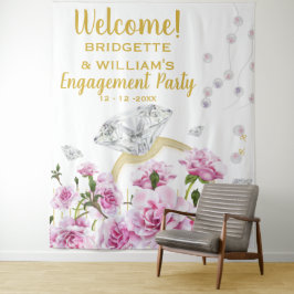 Roses Pearls Verlobung Ring Wandteppich