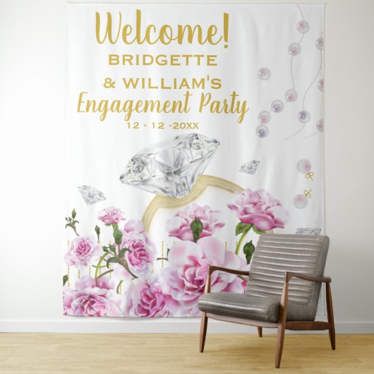 Roses Pearls Verlobung Ring Wandteppich (Beispiel)