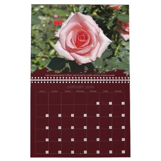 Roses Photography Inspirational Quote Calendar Kalender (Jan 2026)