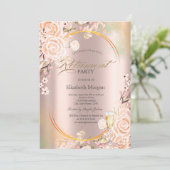 Roses Prosecco Petals Rose Gold Einladung (Stehend Vorderseite)