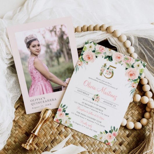 Roses Quinceañera Birthday Einladung Foto