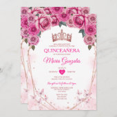 Roses Quinceañera Crown Butterfly 15 Anos Einladung (Vorne/Hinten)
