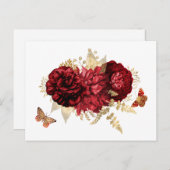Roses Red Gold Floral Butterfly Postkarte (Vorne/Hinten)