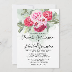 Roses Red Hydrangeas Hochzeitseinladung Einladung