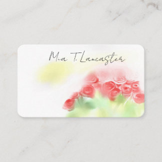 Roses, rose,watercolor purple floral business card visitenkarte