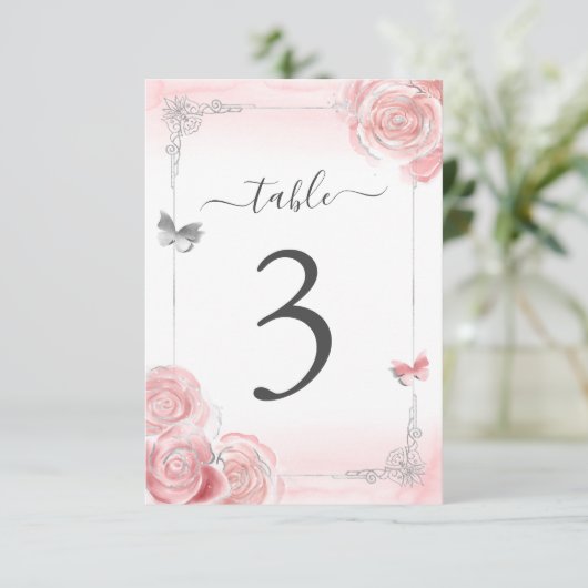 Roses Roses Elegante Tischnummer Card (Stehend Vorderseite)