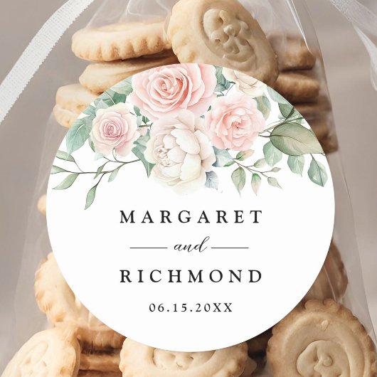 Roses Roses Rosa Rose Hochzeit Runder Aufkleber