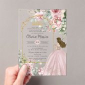 Roses Roses Roses Blues Gold Quinceañera Sweet 16 Acryleinladungen (Insitu (Handheld))