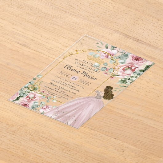 Roses Roses Roses Blues Gold Quinceañera Sweet 16 Acryleinladungen (Ablage )