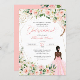 Roses Roses Roses Floral Afrolatina Quinceanera Einladung