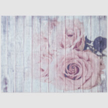Roses Rustic White Wood Schnitt Tissue Paper