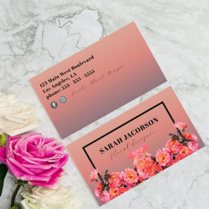 Roses Schwarzes Rechteck Rahmen Blumendesigner Visitenkarte