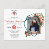 Roses Stethoscope Nurse Abschluss Einladung Postkarte (Vorderseite)