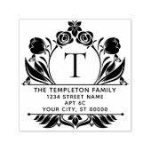 Roses & Tulips Border Frame Name Initial Address Permastempel (Design)