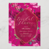 Roses über Viva Magenta | BRAUTPARTY Einladung (Vorne/Hinten)