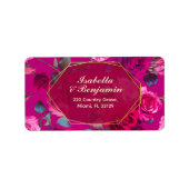 Roses über Viva Magenta | Hochzeit Adressaufkleber (Vorne)