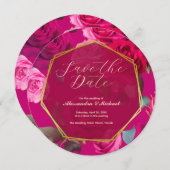 Roses über Viva Magenta | SAVE THE DATE Einladung (Vorne/Hinten)