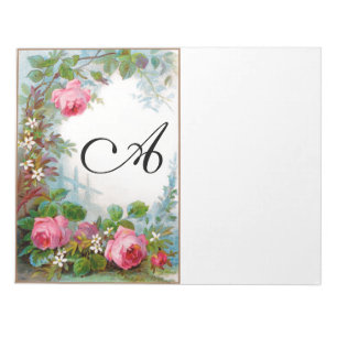 ROSES UND JASMINEN BLUMENPracht MONOGRAMM Notizblock