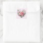 Roses Valentine Herz Quadratischer Aufkleber (Tasche)