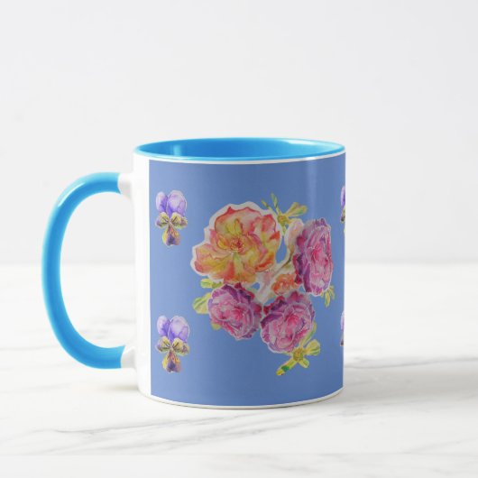 Roses Violet Blue Rose Shabby Wasserfarbe Tasse (Links)