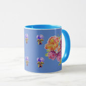 Roses Violet Blue Rose Shabby Wasserfarbe Tasse (VorderseiteRechts)
