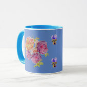 Roses Violet Blue Rose Shabby Wasserfarbe Tasse (Vorderseite Links)